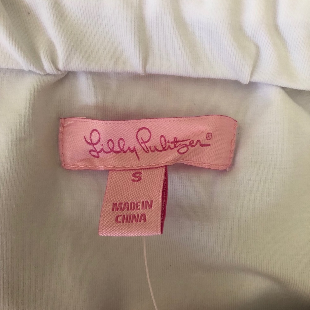 Lilly Pulitzer Yummy Melon Painterly Gingham Dress Sz Small. NWT. Strapless. - Picture 5 of 8